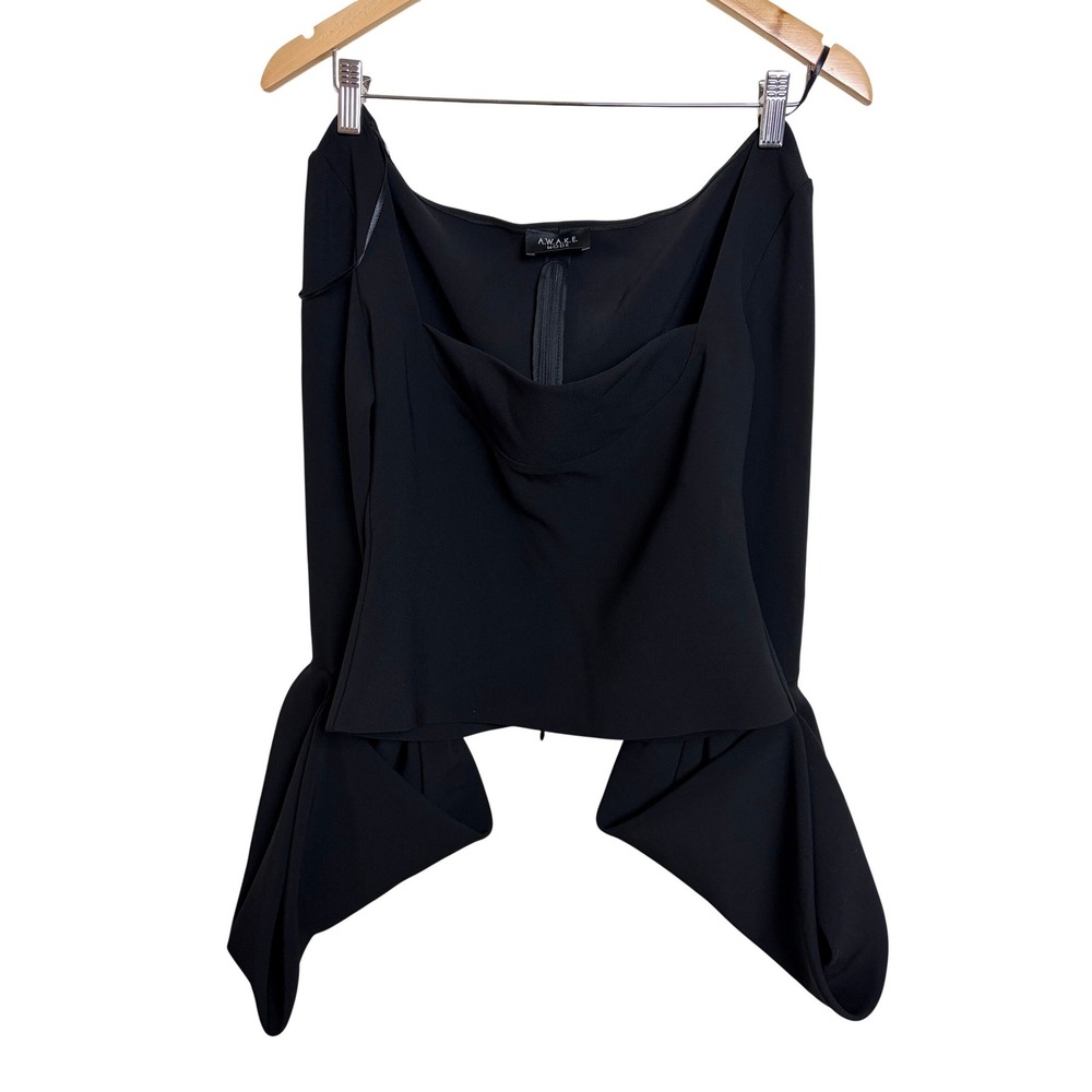 A.W.A.K.E. MODE Black Off-the-Shoulder‎ Bell Sleeve Top Size 40 Architectural